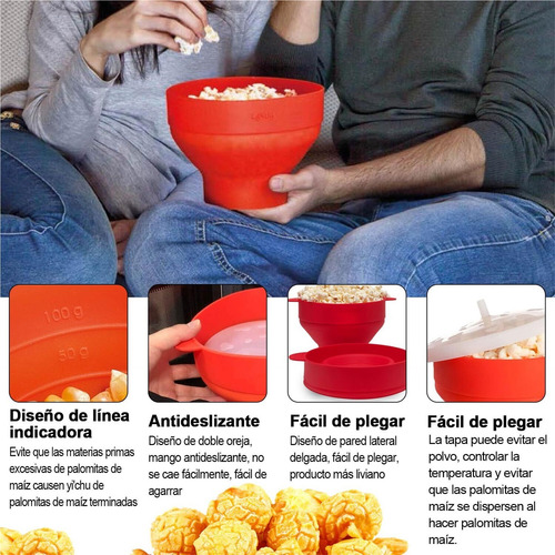 Cuenco De Silicona Plegable, Cuenco Para Palomitas De Maíz