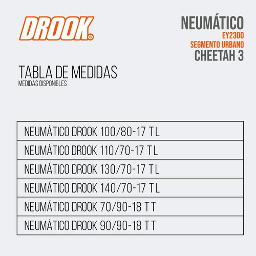 Cubierta Drook 140/70-17 Tl 6 Telas Twister/ybr/rouser/gixxe