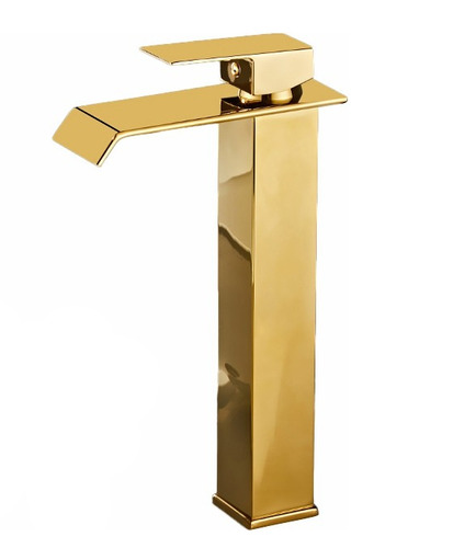 Grifería de baño Yesop torneira bica alta dourada Y-344 color dorada y acabado brillante