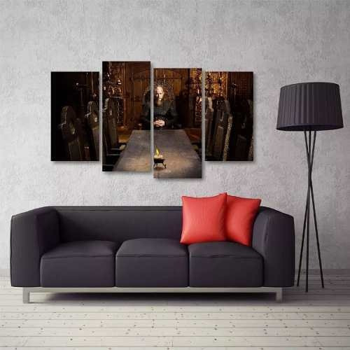 Quadro Decorativo Ragnar Lothbrok Vikings Em Tecido 4 Peças