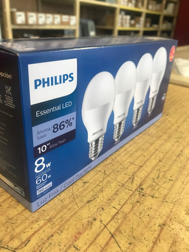 Foco Led Philips 8w 4pck 750lm (remplazo 60w)