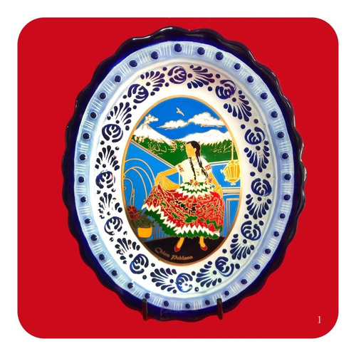 Imagen 1 de 3 de Charola De Talavera Poblana C/ Laminado China Poblana M1 Chr
