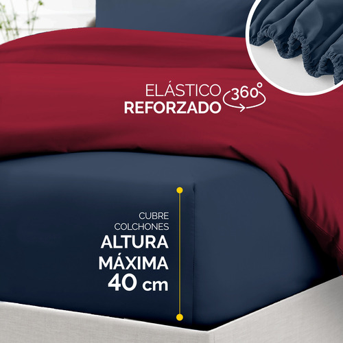 Oh! Sheets Juego De Edredon Microfibra 11 Piezas Queen Size Rojo / Azul Marino Lisa