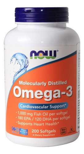 Suplemento em softgels NOW  Omega-3 ômega 3 Omega-3 em pote 200 un