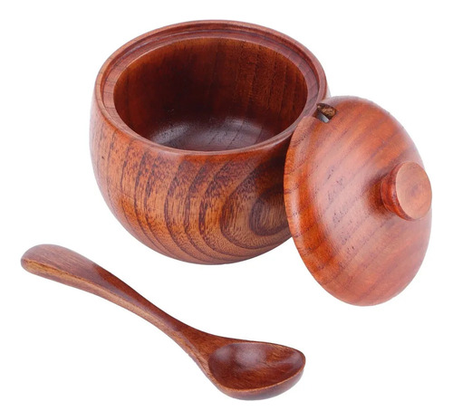 Bote De Madera For Condimentos, Caja De Sal, Cuchara, Tarro