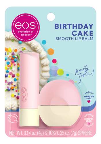 Eos Balsamo Labial De Karite Natural, Pastel De Cumpleanos,