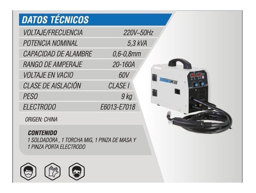 Imagen 4 de 7 de Soldadora Inverter Mig 160 Amp Mma Nebraska Con O Sin Gas