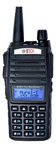 Btech Murs-v2 200 Canales Totalmente Personalizables Murs Radio Bidireccional. Carga Usb-c, Ip54 Resistente A La Intemperie, Escaneo De Doble Banda (vhf/uhf), Radio Fm Y Receptor De Transmisión