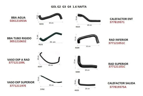 Kit Mangueras Gol Ab9 Y Gol Power  Nafta (g2 G3 Y G4)