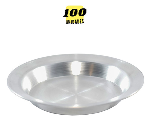 Kit Com 100 Pratos Em Aluminio Nº 22 Escolar Almoço Jantar