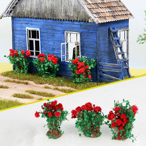 Flor En Miniatura De 3 Piezas Para Modelo De Flor Rosa