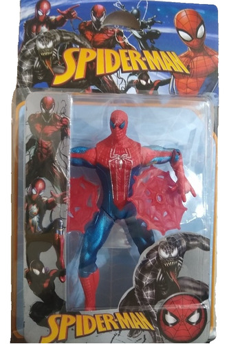 Muñeco Spiderman Con Tela Araña 17cm Artículado