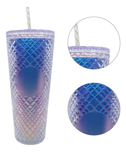 Termo Tumbler Vaso Studded Plastico Popote 700 Ml Colores Color Ombre Diamante
