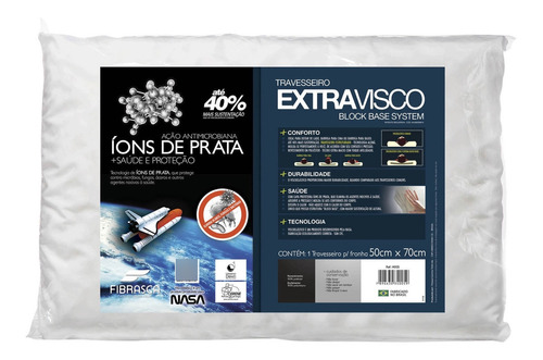 Travesseiro Nasa Alto Extravisco Íons De Prata