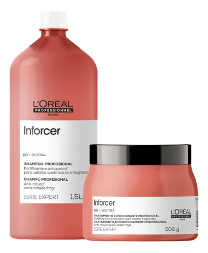 Kit Loreal Inforcer Shampoo 1500ml + Mascara 500gr