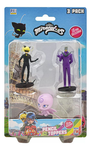 Miraculous Pencil Toppers Paquete Con 3pzs