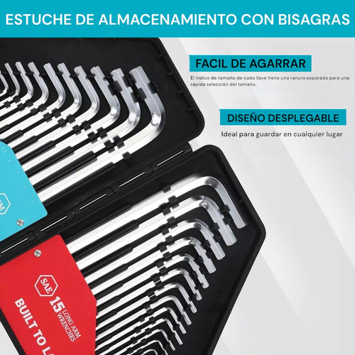 Juego Llaves Allen 30 unidades hexagonales Duratech con estuche