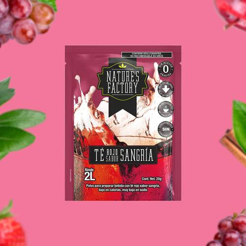 Natures Factory Té Rojo En Polvo Sabor Sangría 10 Pzs