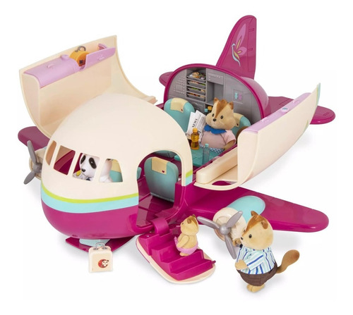 Li'l Woodzeez Set Avión Con Accesorios Color Rosa Oscuro