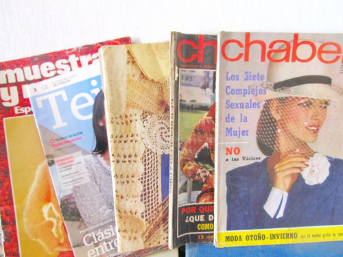 Lote De 5 Revistas Tejidos, Chabela Y Muestras Y Motivos