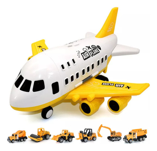 Modelo De Avião Simulado + 6 Carros De Brinquedo De Passagei