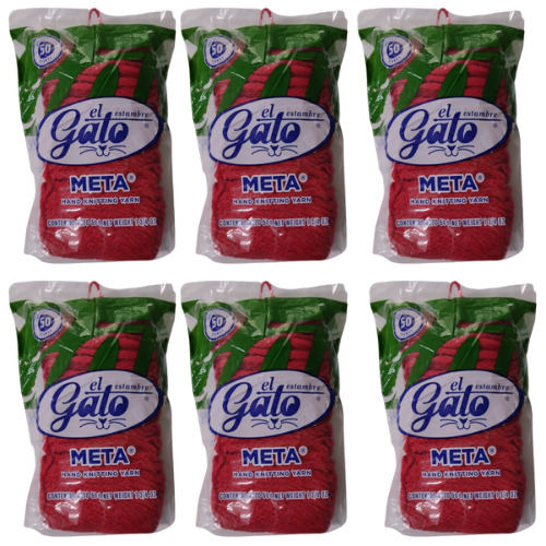 Estambre Del Gato Meta 4641e Rojo Kit 6 Madejas