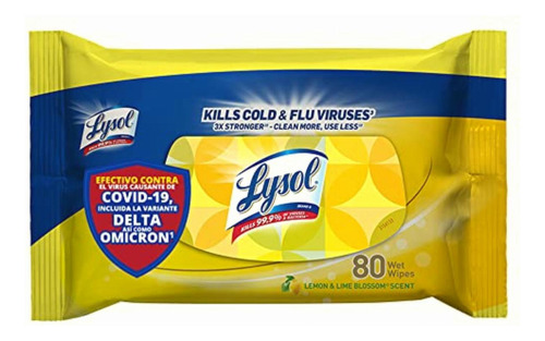 Lysol Toallitas Desinfectantes Limón 80 Pz