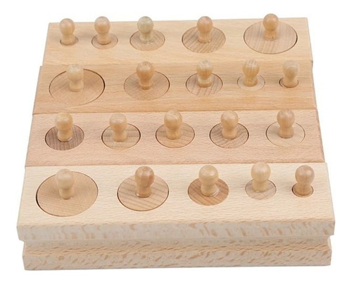 Juego De Enchufes Cilíndricos De Madera Montessori