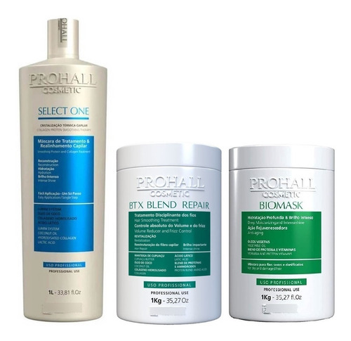 Prohall Combo 3 Produtos 1 Progressiva 1 Btox 1 Biomask