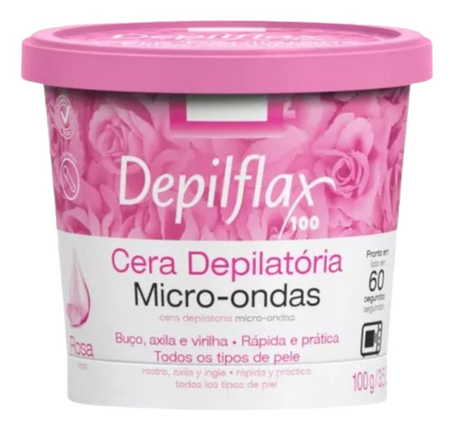 Kit 3 Cera Depilatória Micro-ondas Depilflax Rosas 100g