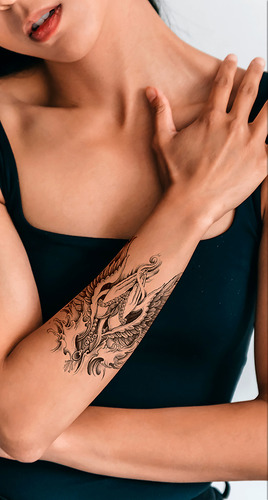 Tatuagem Temporária - Assas Arcanjo Mãos Fé Terço - Unissex
