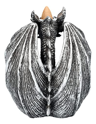 Quemador De Incienso Reflujo Dragon Silver Estatua Soporte C