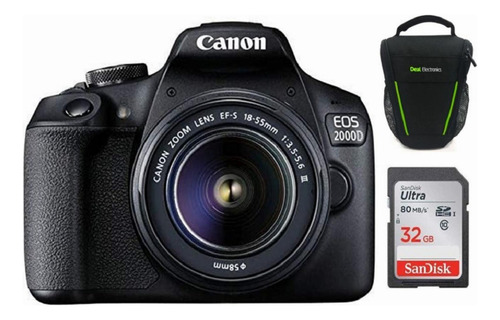 Camara Canon Eos 2000d / T7 24mp + 18-55mm + 32gb + Bolso