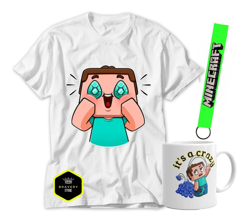 Remera Minecraft Crazy Alone + Taza + Llavero Vol.1