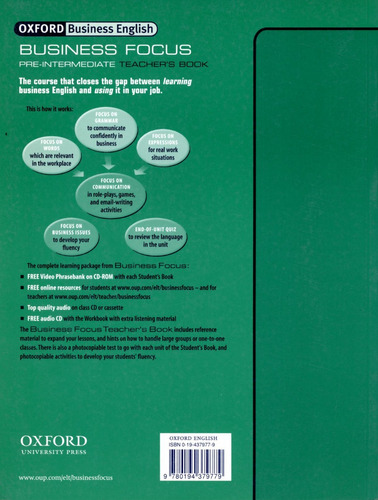 Business Focus - Pre-intermediate - Tch's - Hughes John, de Hughes, John. Editorial OXFORD, tapa blanda en inglés, 2004