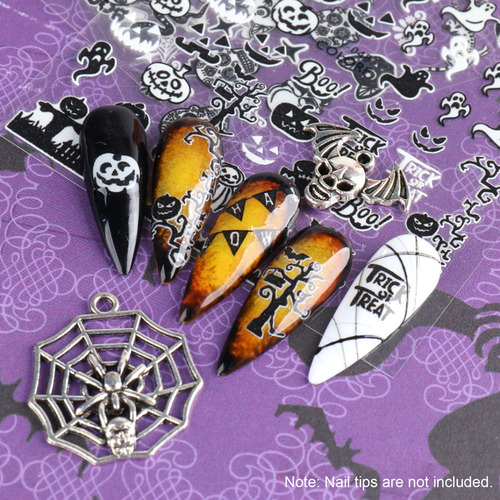 1 Lámina De Pegatinas 3d Para Decoración De Uñas De Hallowee