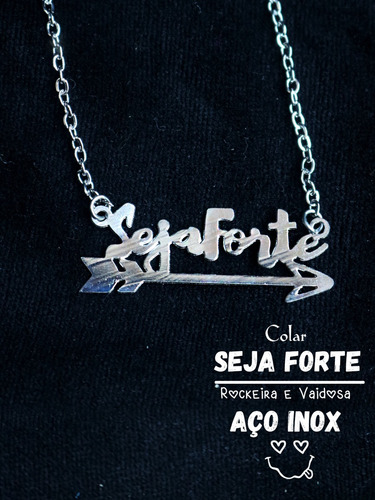 Imagem 2 de 2 de Colar Seja Forte Em Aço Inox