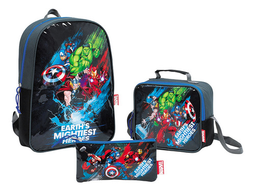 Combo Morral Lonchera Cartuchera Avengers Original Capi