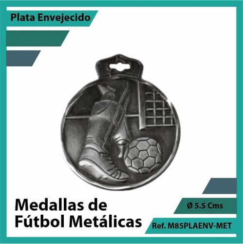 Medallas En Cali De Futbol Plata Metalica M85pla