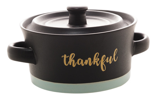 Mini Caçarola Cerâmica 340ml Thankful Preto E Azul- Wolff