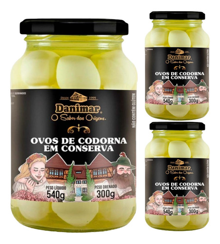 Kit 3 Ovos De Codorna Em Conserva Danimar 540g Receita Alemã