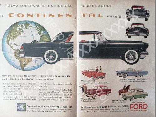 Cartel Retro Mini Autos Ford Continental Mark Ii Y Otros 448