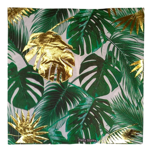 Imagen 2 de 4 de Servilletas Descartable Palmas Hojas Tropical Selva Dino X12