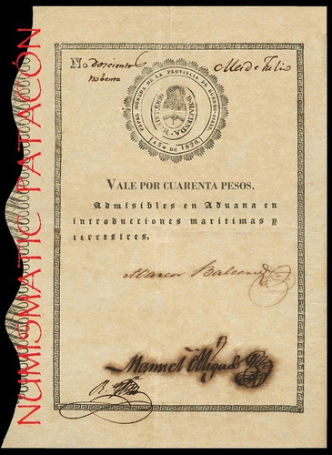 Billete Argentina 40 Pesos Buenos Aires 1820 - Copia # 110