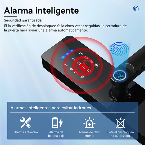Chapa Cerradura Inteligente Electrónica Tuya Wifi 5 Maneras Códigos,huellas,llave,tarjeta,tuya App Espesor De La Puerta Recomendado 40-65mm