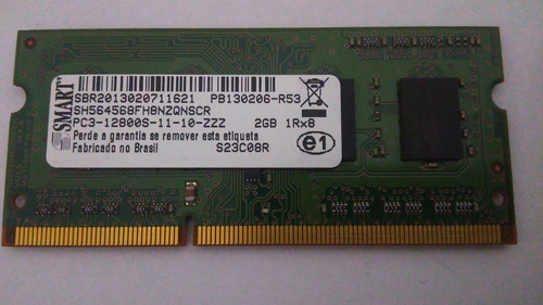 Memória Notebook Smart Ddr3 2gb Pc3 12800s(dell, Hp, Lenovo)
