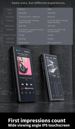 Fiio M3 Pro Mp3 Dac Touch Gravação Hd, E-book, Calculadora