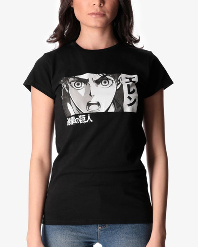 Playera Para Dama Attack On Titan Eren - Negro Liso