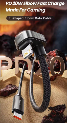 Cable Carga Rápida Gaming Para Iphone Lightning Negro