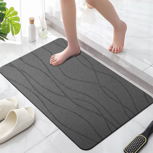Tapete De Baño De Piedra De Diatomeas Secado Rápido 60*39cm Color Gris Lisa